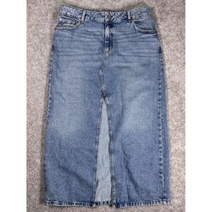 GARAGE DENIM Women Blue Wash Maxi Skirt with Front Slit Size L